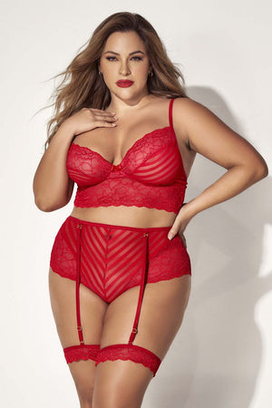 Mapale 8815X Curvy Size Two Piece Lingerie Set Color Red