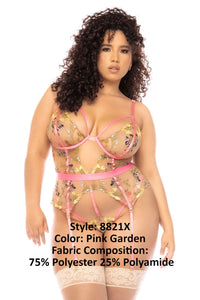 Mapale 8821X Curvy Size Sydney Bodysuit Plus Color Pink Garden