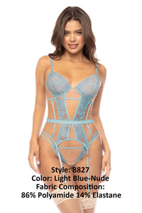 Mapale 8827 Danna Two Piece Lingerie Set Color Light Blue-Nude