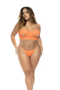 Mapale 8828X Curvy Size Sasha Three Piece Lingerie Set Plus Color Hot Orange