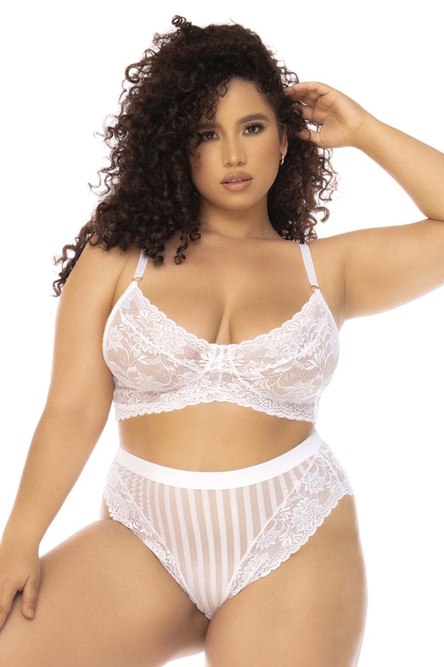 Mapale 8842X Curvy Size Emberly Two Piece Lingerie Set Plus Color White