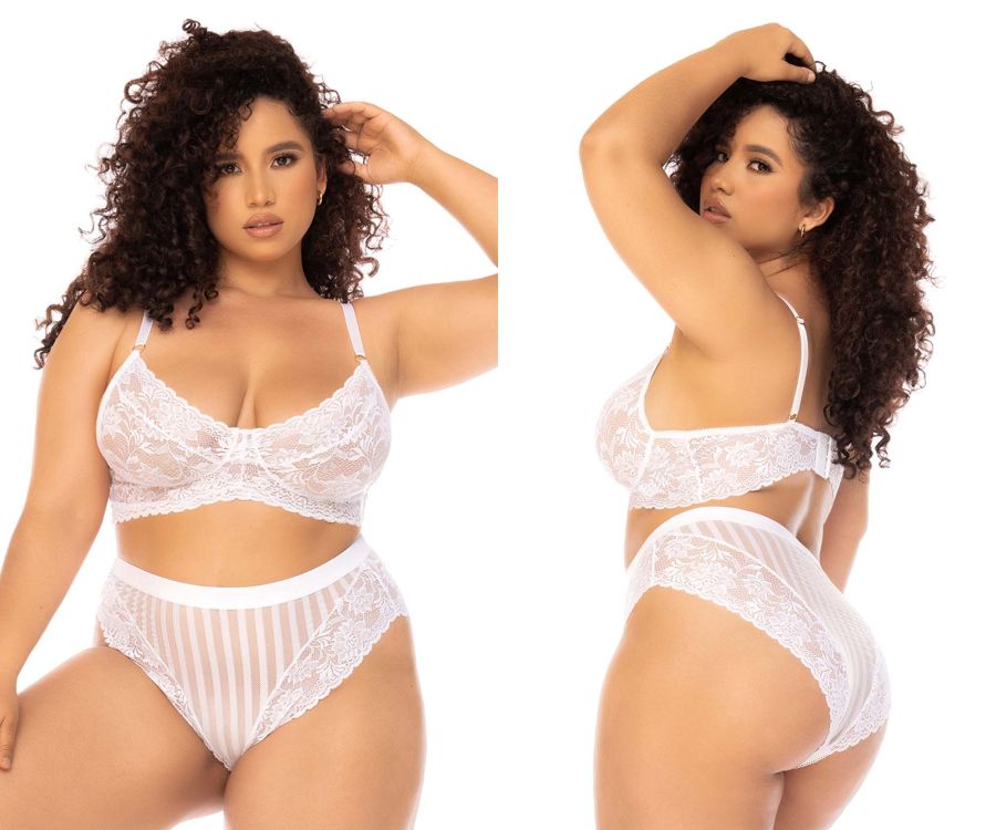 Mapale 8842X Curvy Size Emberly Two Piece Lingerie Set Plus Color White