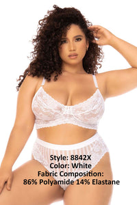 Mapale 8842X Curvy Size Emberly Two Piece Lingerie Set Plus Color White