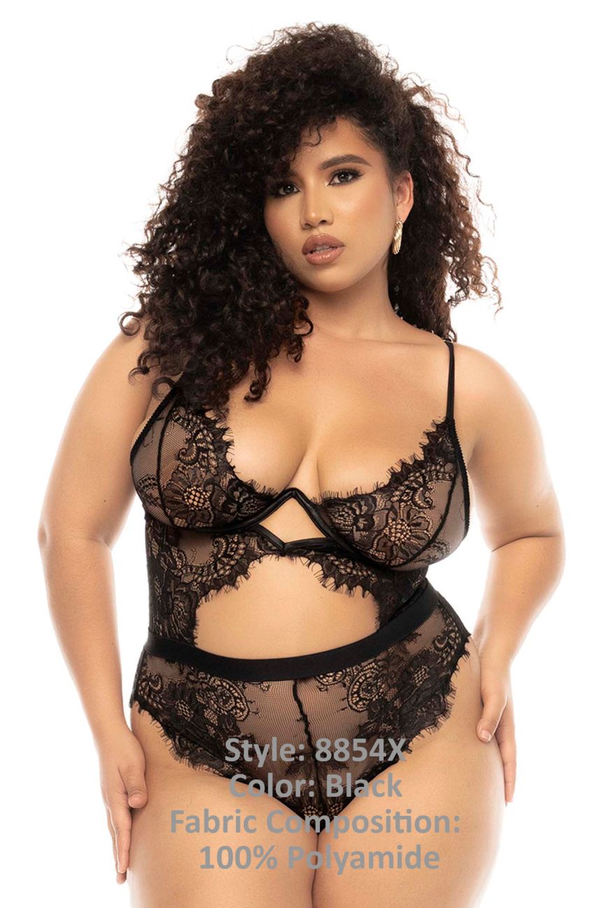 Mapale 8854X Curvy Size Nairobi Bodysuit Plus Color Black