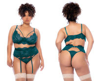 Mapale 8866X Curvy Size Three Piece Lingerie Set Color Sea Green