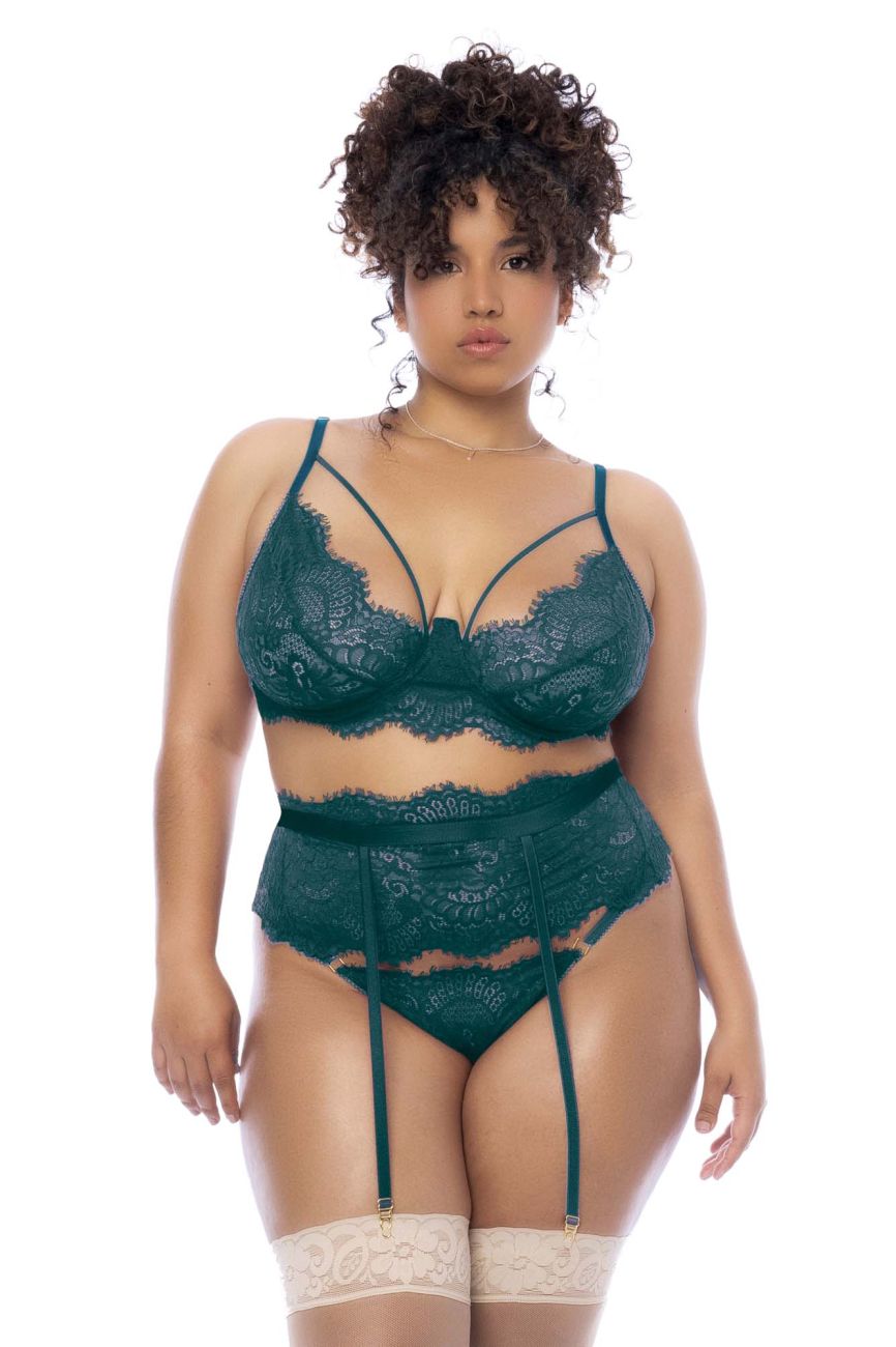 Mapale 8866X Curvy Size Three Piece Lingerie Set Color Sea Green