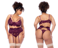 Mapale 8866X Curvy Size Three Piece Lingerie Set Color Wine