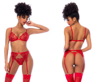 Mapale 8893 Three Piece Lingerie Set Color Red