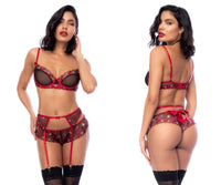 Mapale 8898 Three Piece Lingerie Set Color Black-Red