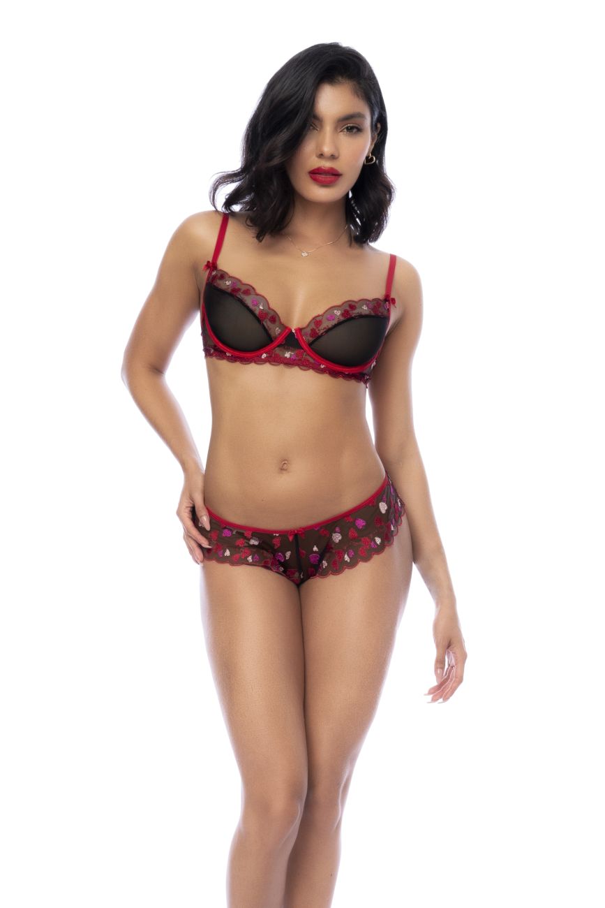 Mapale 8898 Three Piece Lingerie Set Color Black-Red