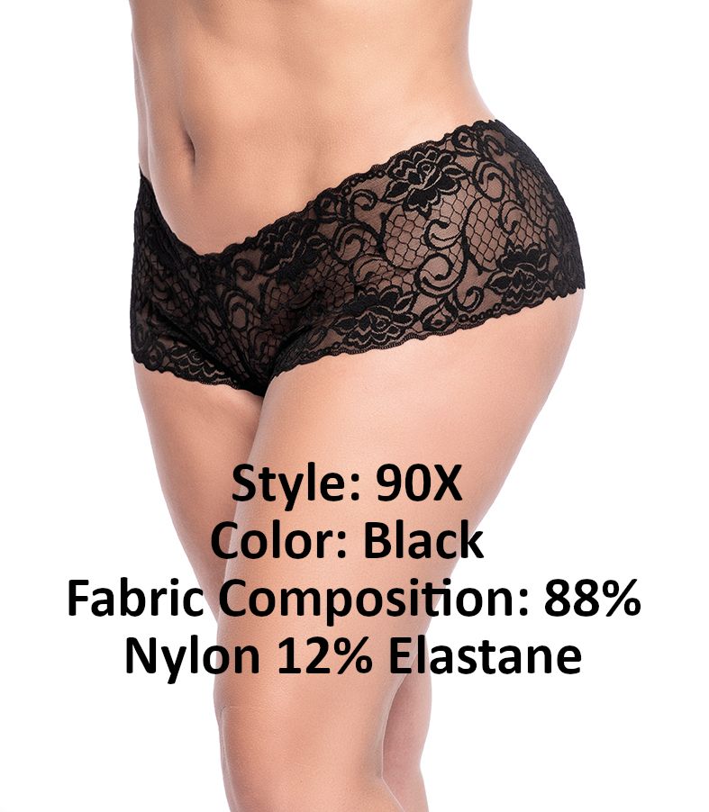 Mapale 90X Curvy Size Lace Boyshort Color Black