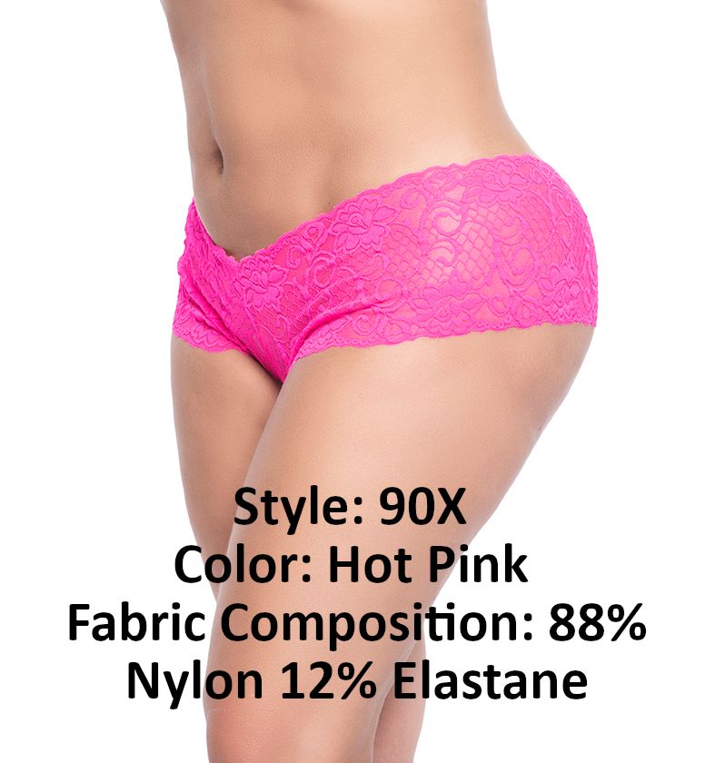 Mapale 90X Curvy Size Lace Boyshort Color Hot Pink