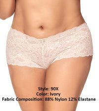 Mapale 90X Curvy Size Lace Boyshort Color Ivory