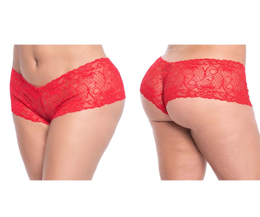 Mapale 90X Curvy Size Lace Boyshort Color Red