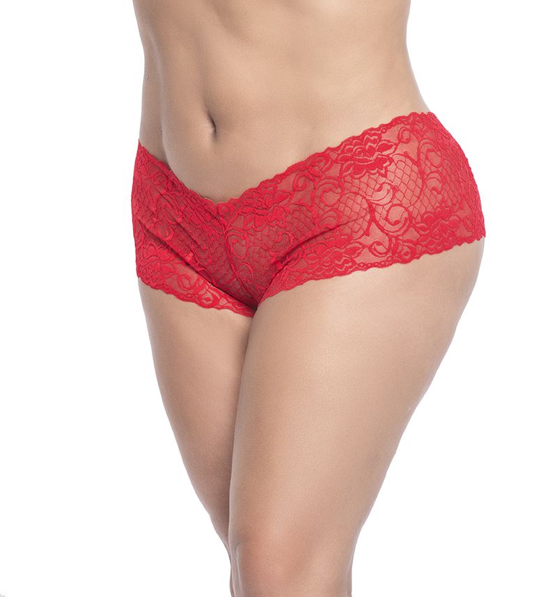 Mapale 90X Curvy Size Lace Boyshort Color Red