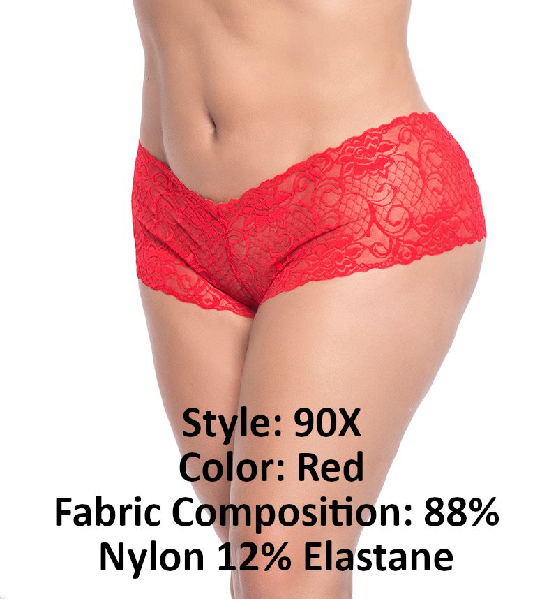 Mapale 90X Curvy Size Lace Boyshort Color Red