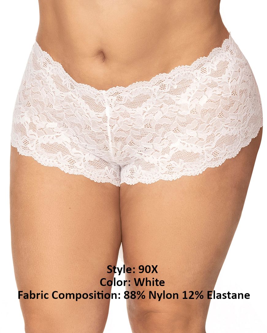 Mapale 90X Curvy Size Lace Boyshort Color White