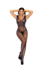 Fishnet Bodystocking With Butterfly Design And Open Crotch-Elegant Moments