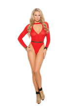 Long Sleeve Deep V Opaque Teddy-Elegant Moments