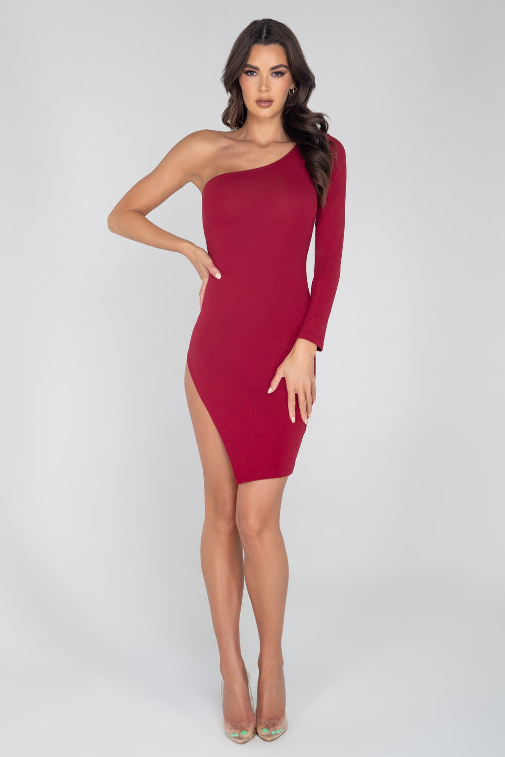 Single Shoulder Split Bodycon Dress-Roma Costume