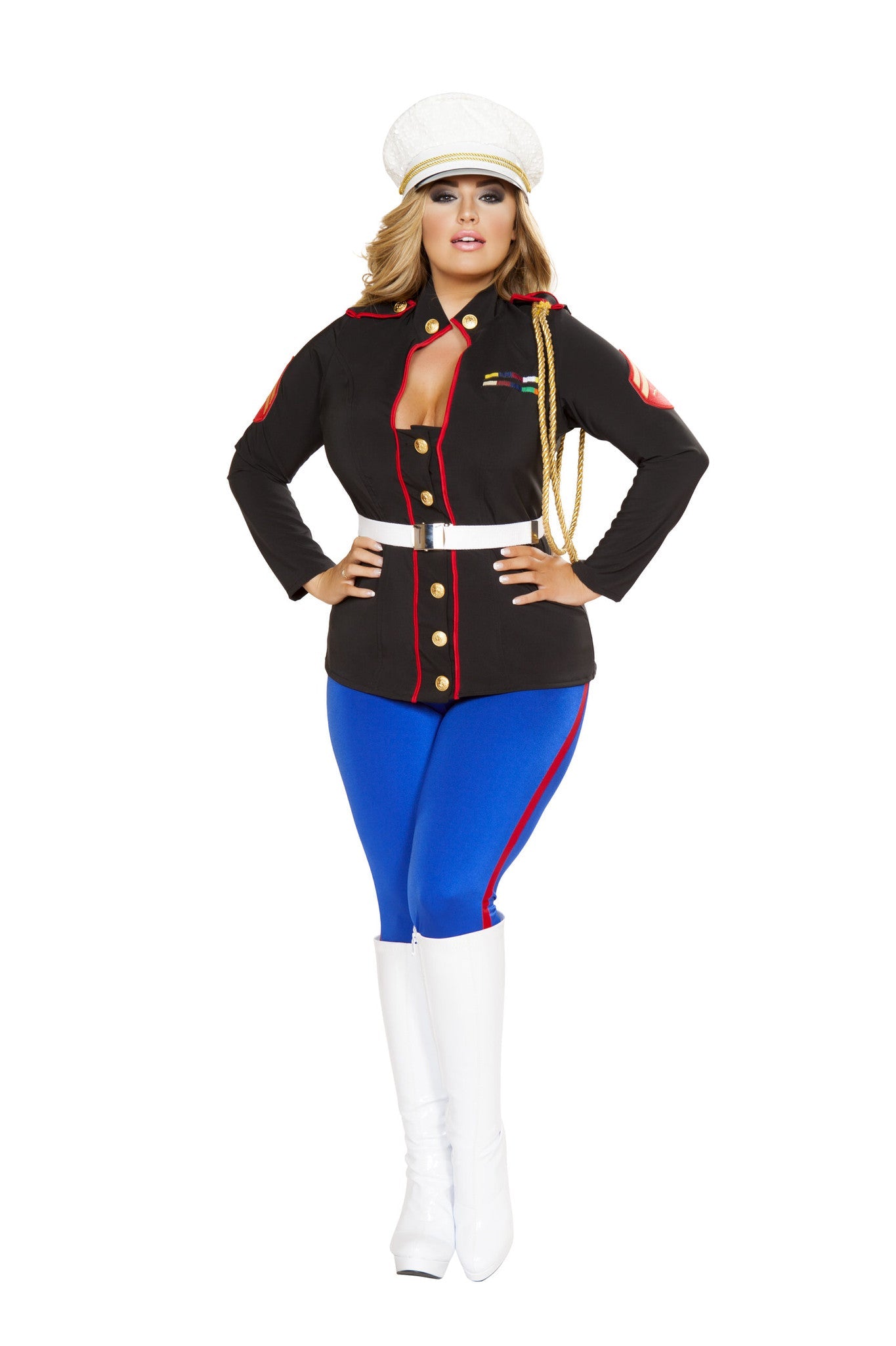 Roma 3pc Sexy Marine Corporal Costume - XL / Black/Blue/Red