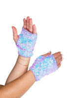 Rave & Festival Wear - Open Finger Sequin Gloves-Roma Costume