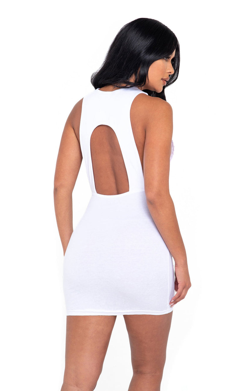 Cutout High Neck Mini Dress White-Roma Costume