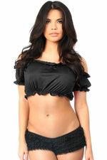 Black Short Sleeve Peasant Top-Daisy Corsets