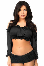 Black Long Sleeve Peasant Top-Daisy Corsets