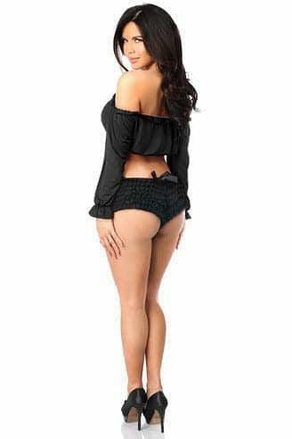 Black Long Sleeve Peasant Top-Daisy Corsets