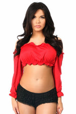 Red Long Sleeve Peasant Top-Daisy Corsets