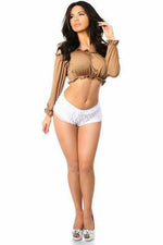 Tan Long Sleeve Peasant Top-Daisy Corsets