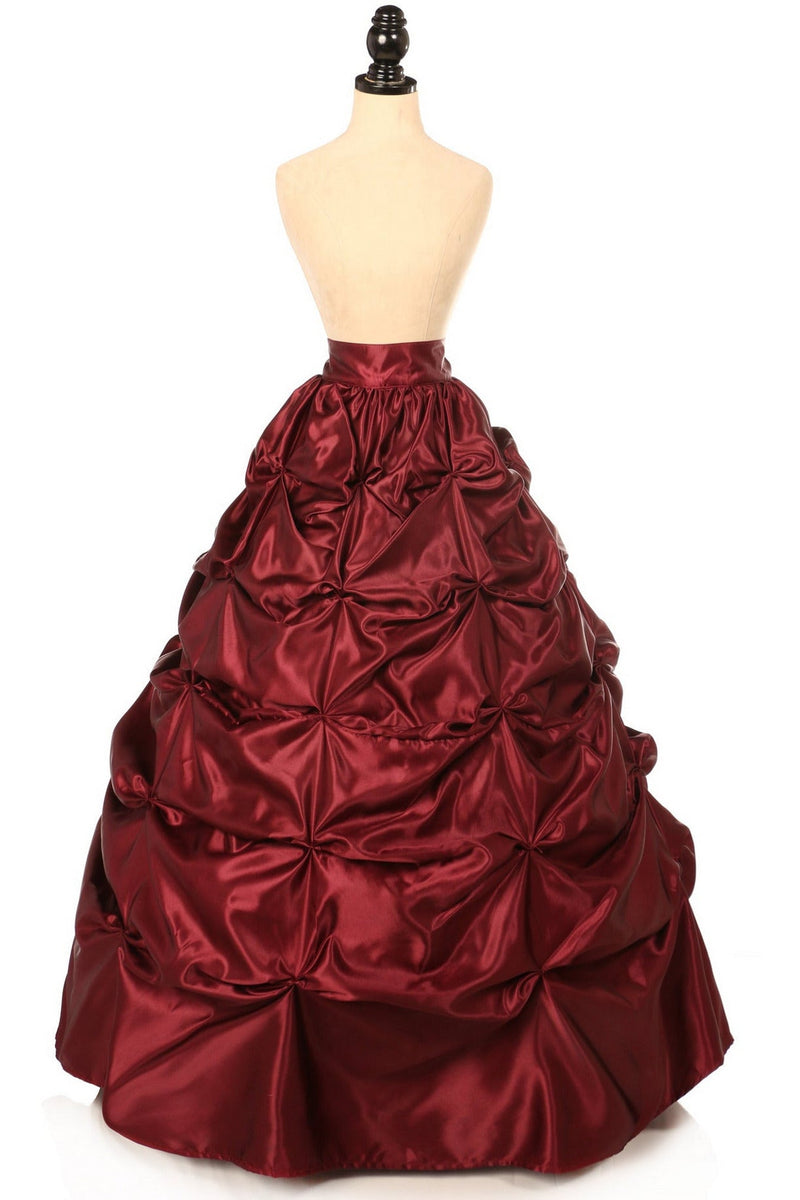 Wine Satin Pick-Up Long Skirt-Daisy Corsets