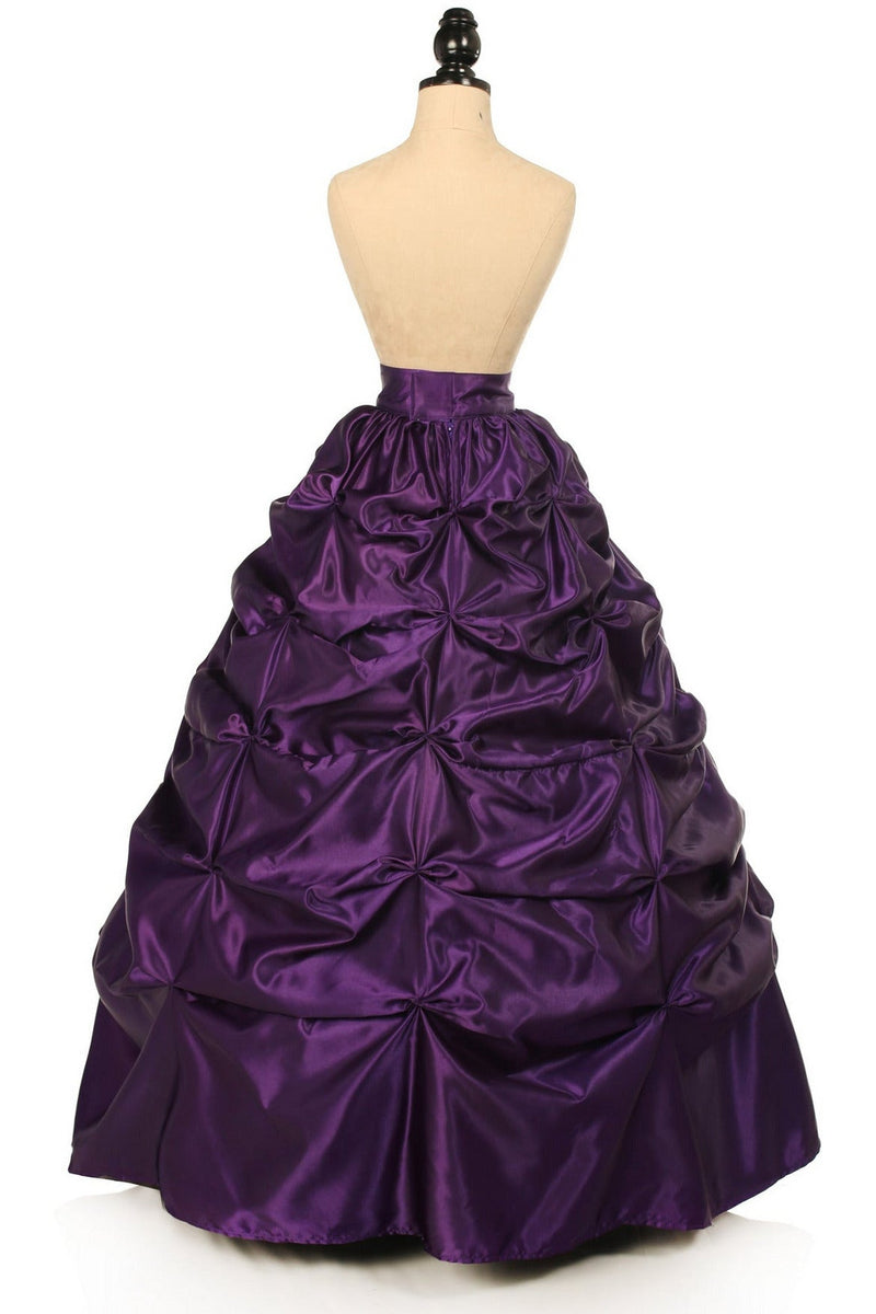 Plum Satin Pick-Up Long Skirt-Daisy Corsets