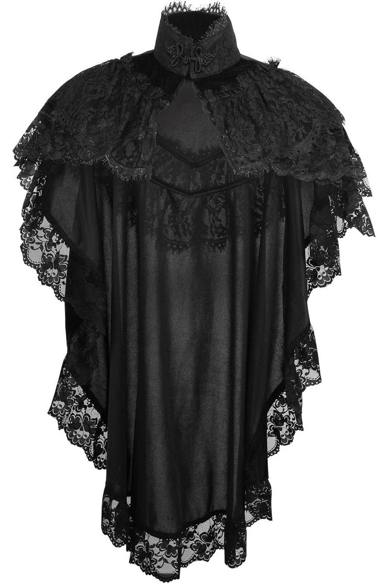 Tapered Black Velvet & Lace Capelet-Daisy Corsets