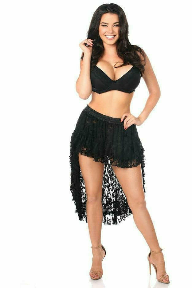 Black Lace High Low Lace Skirt-Daisy Corsets