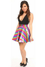 Rainbow Glitter PVC Skater Skirt-Daisy Corsets