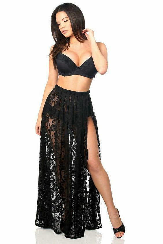 Sheer Black Lace Skirt-Daisy Corsets