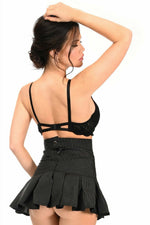 Pinstripe Lace-Up Mini Skirt-Daisy Corsets