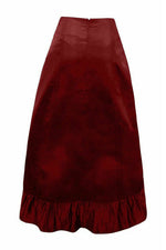 Wine Satin Hi Low Ruched Ruffle Skirt-Daisy Corsets