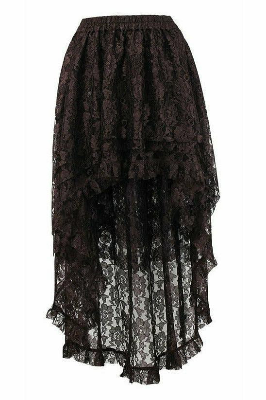 Brown Lace Hi Low Skirt-Daisy Corsets