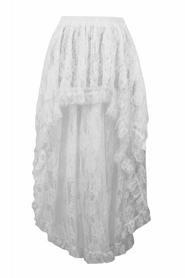 White Lace Hi Low Skirt-Daisy Corsets