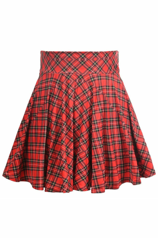 Red Plaid Stretch Lycra Skirt-Daisy Corsets