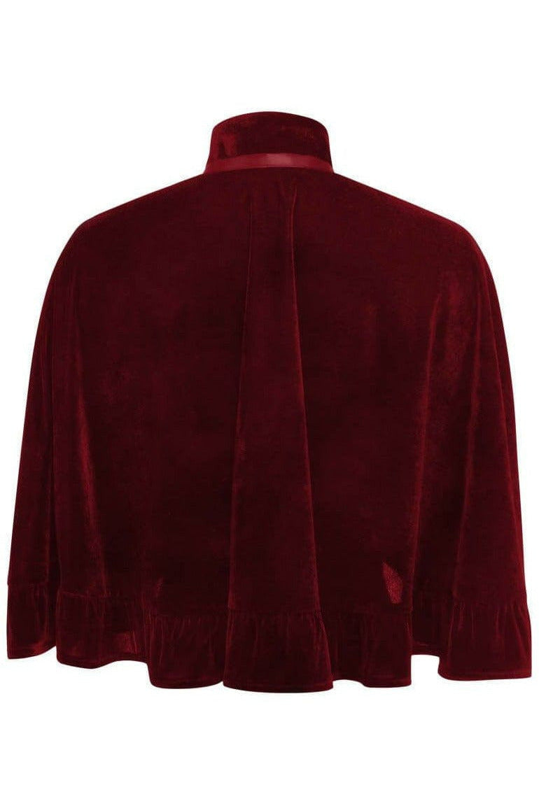 Dark Red Velvet Ruffle Cape-Daisy Corsets