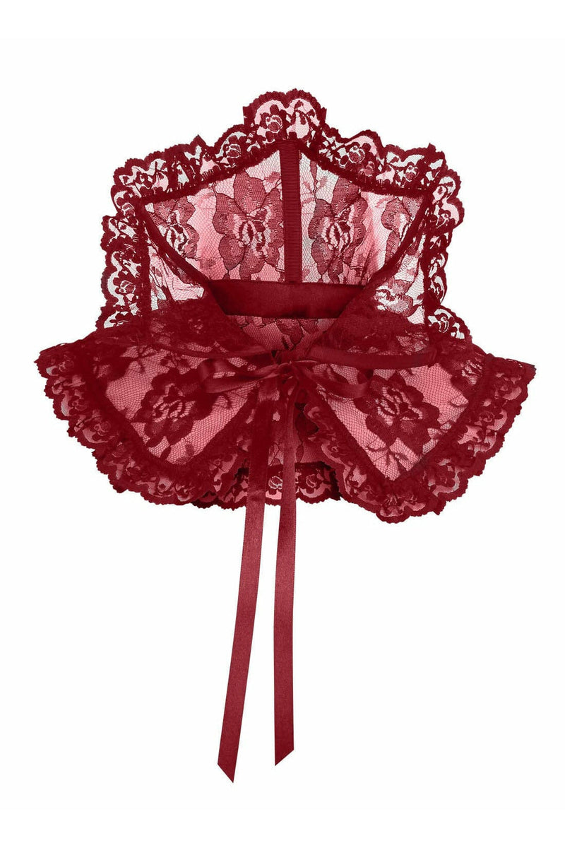 Dark Red Lace Neck Collar-Daisy Corsets