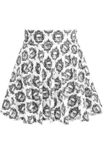 White/Black Gothic Skull Print Stretch Lycra Skirt-Daisy Corsets