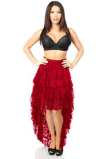 Red High Low Lace Skirt-Daisy Corsets