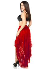 Red High Low Lace Skirt-Daisy Corsets