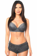 Dark Grey Ruffle Panty w/Bow-Daisy Corsets