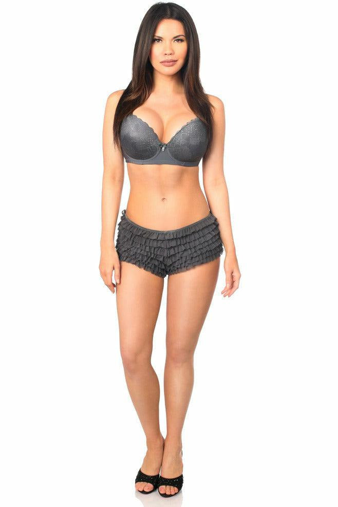 Dark Grey Ruffle Panty w/Bow-Daisy Corsets